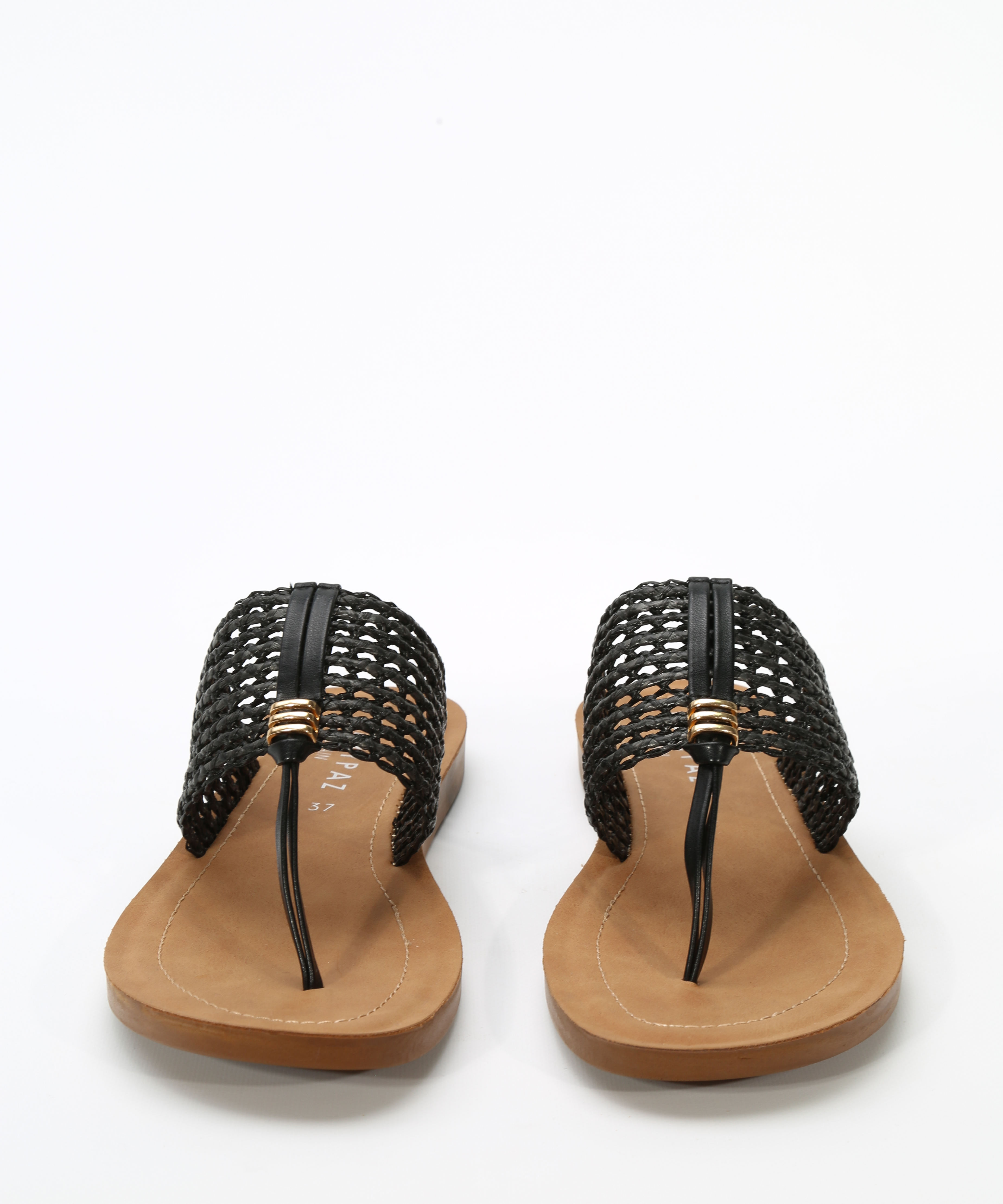 Sandalias planas rejilla rafia